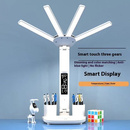 3-in-1 LED Desk Lamp with Fan & Clock