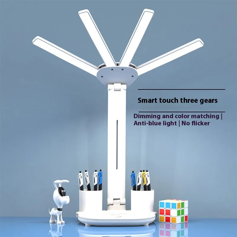 3-in-1 LED Desk Lamp with Fan & Clock